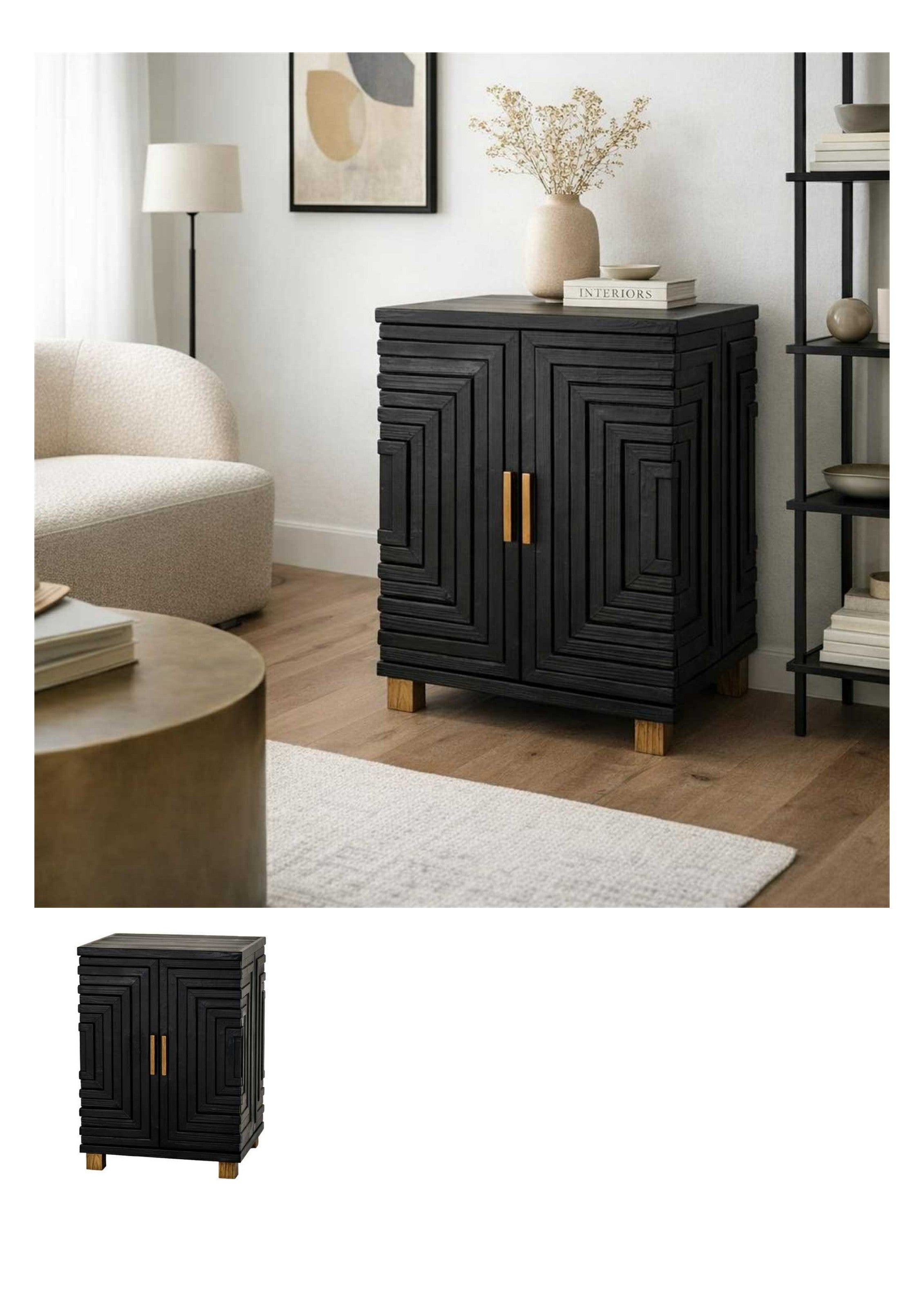 Lennox Black 2 Door Side Cupboard