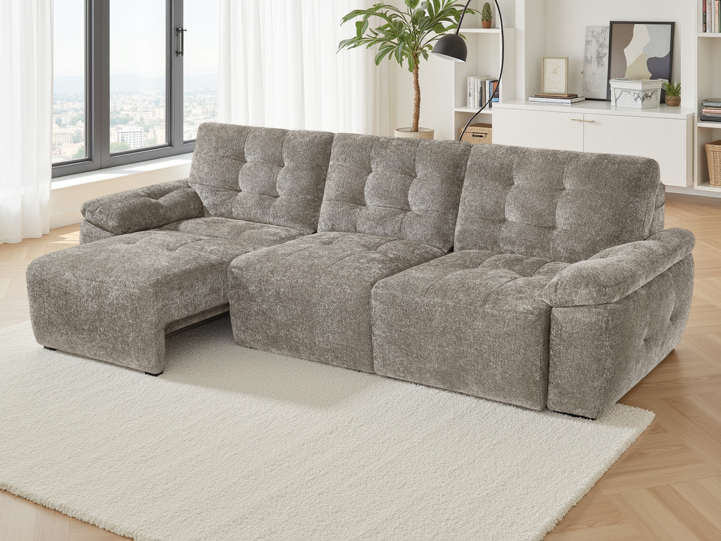Dallas Electric Sofabed Mushroom 3 Seater
