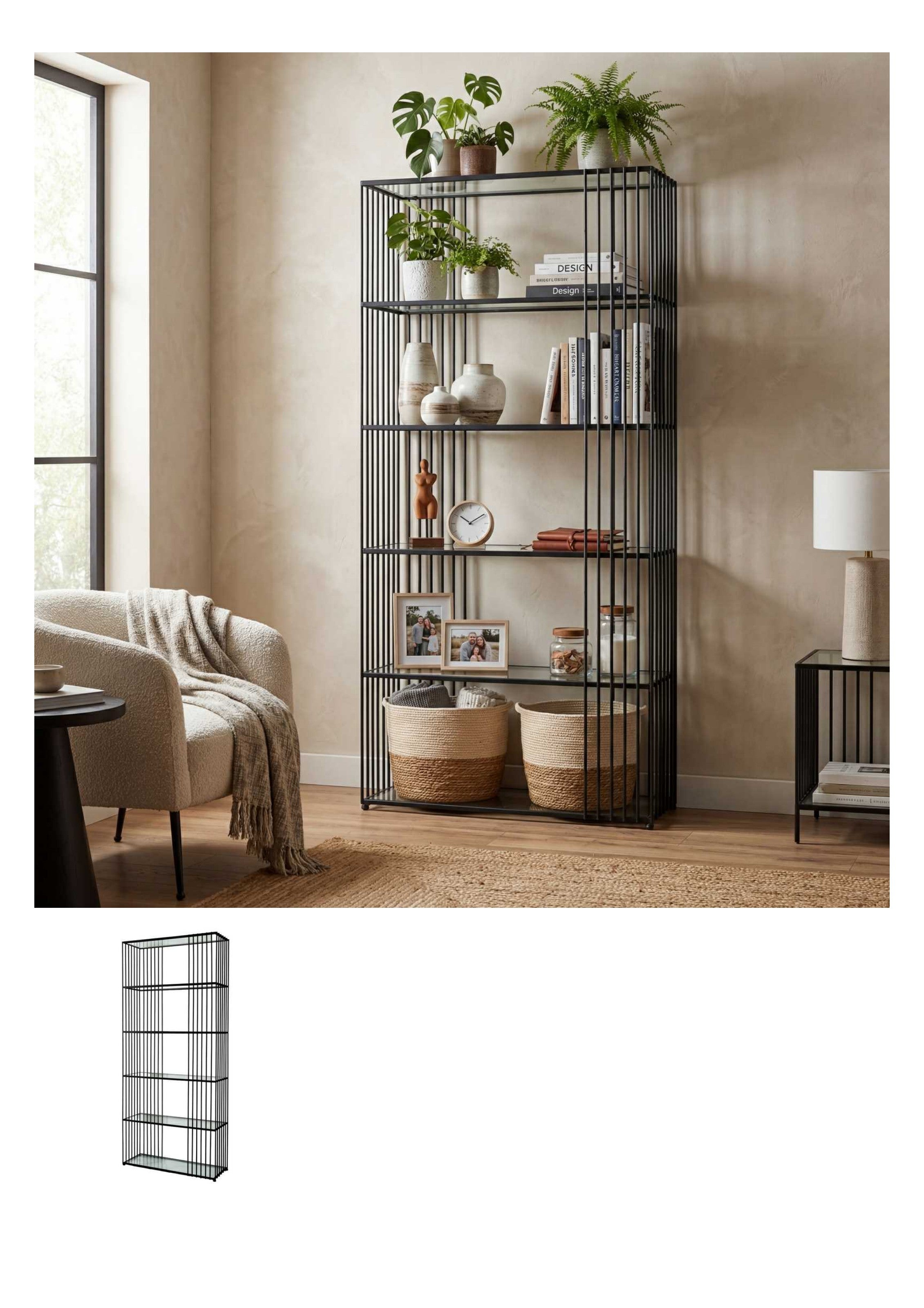 Alto shelf unit with glass shelves