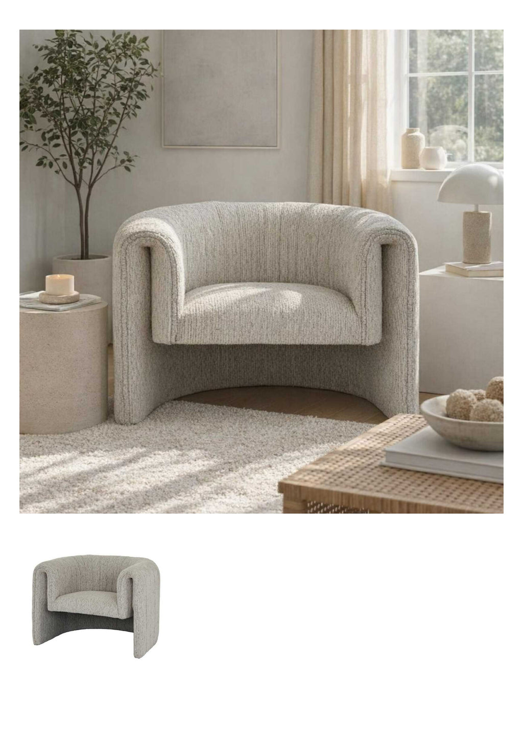 Avia Mist Armchair in a bright minimalist living room
