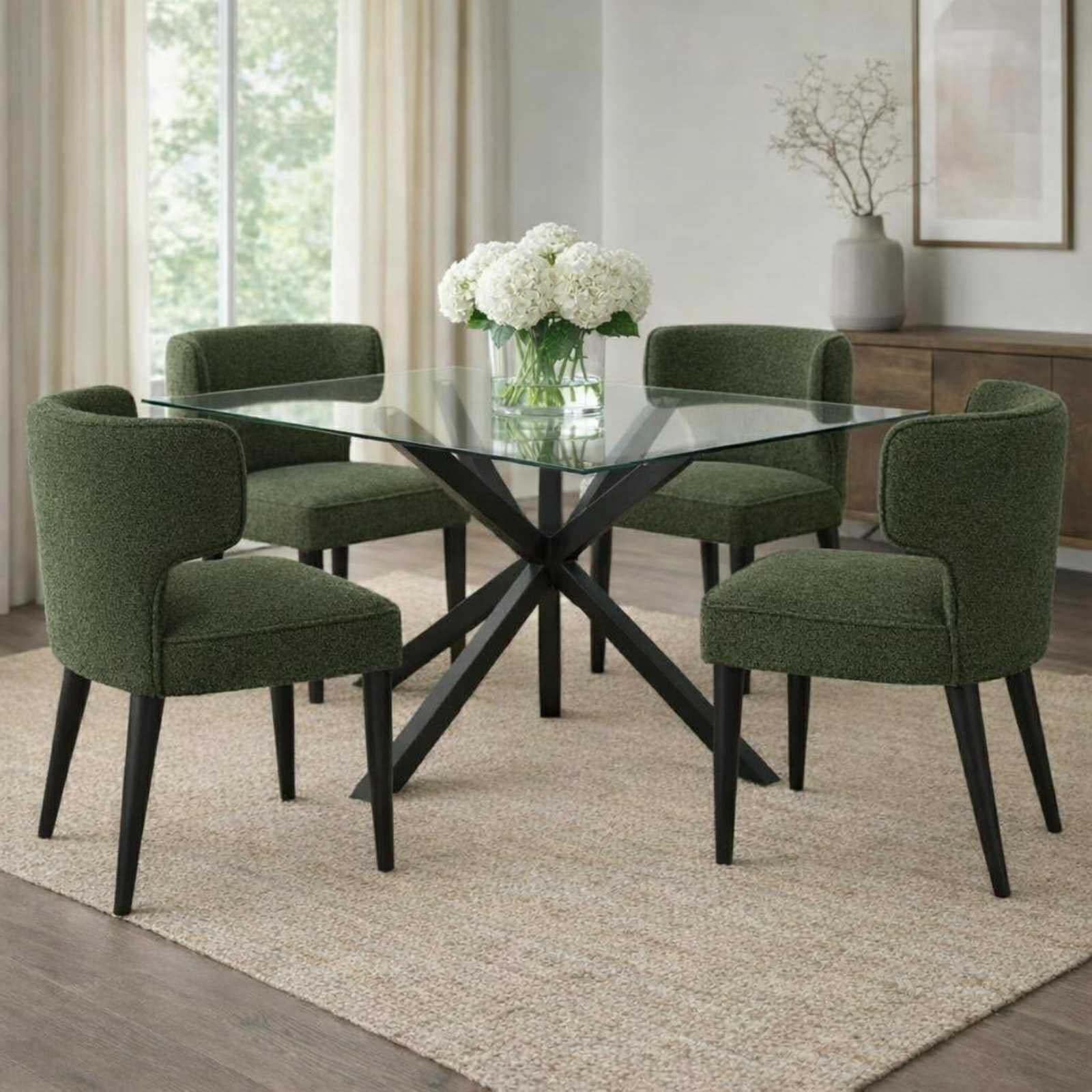 Avia Moss Dining Chairs around a dining table