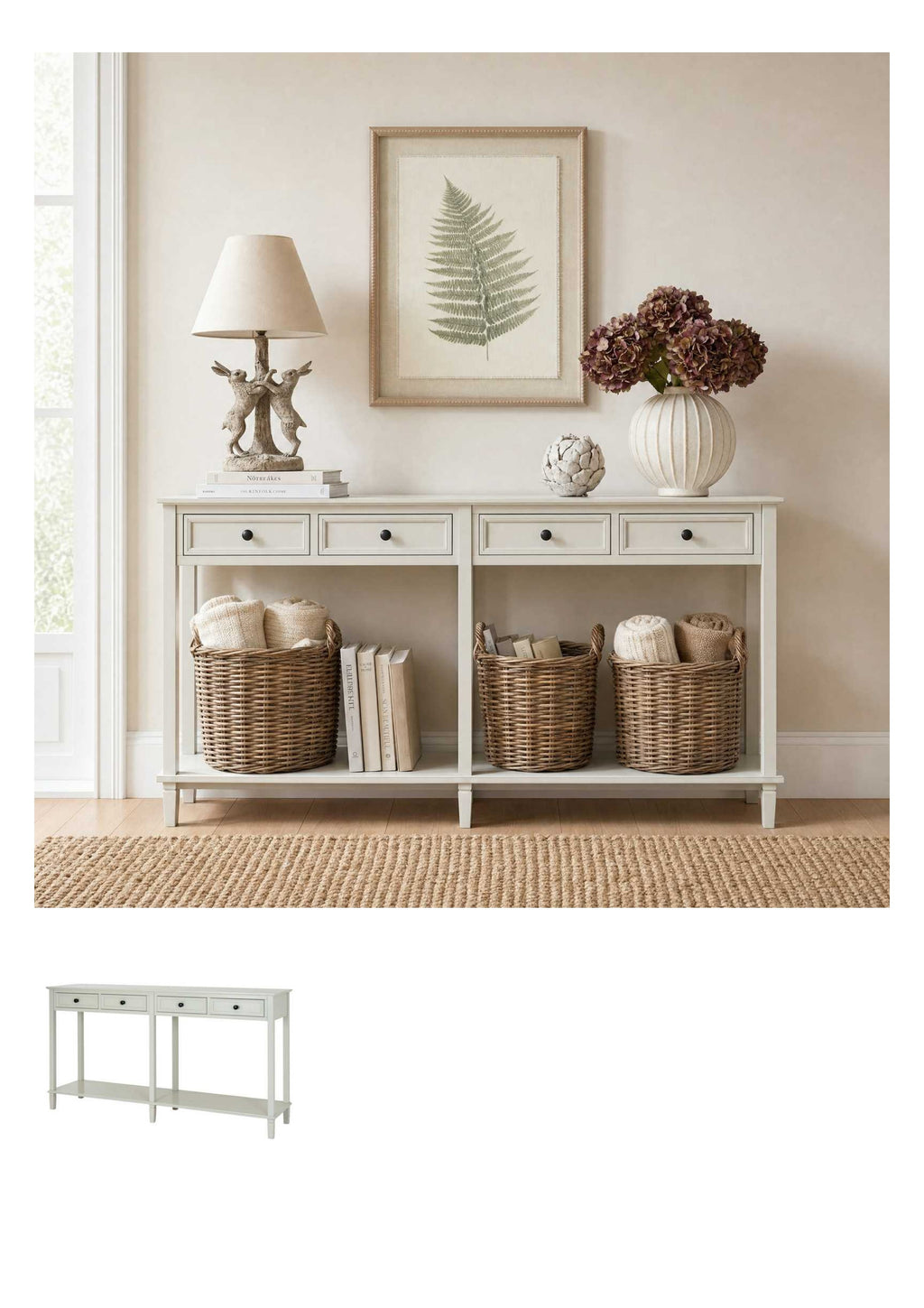 Belmont 4 Drawer Console styled