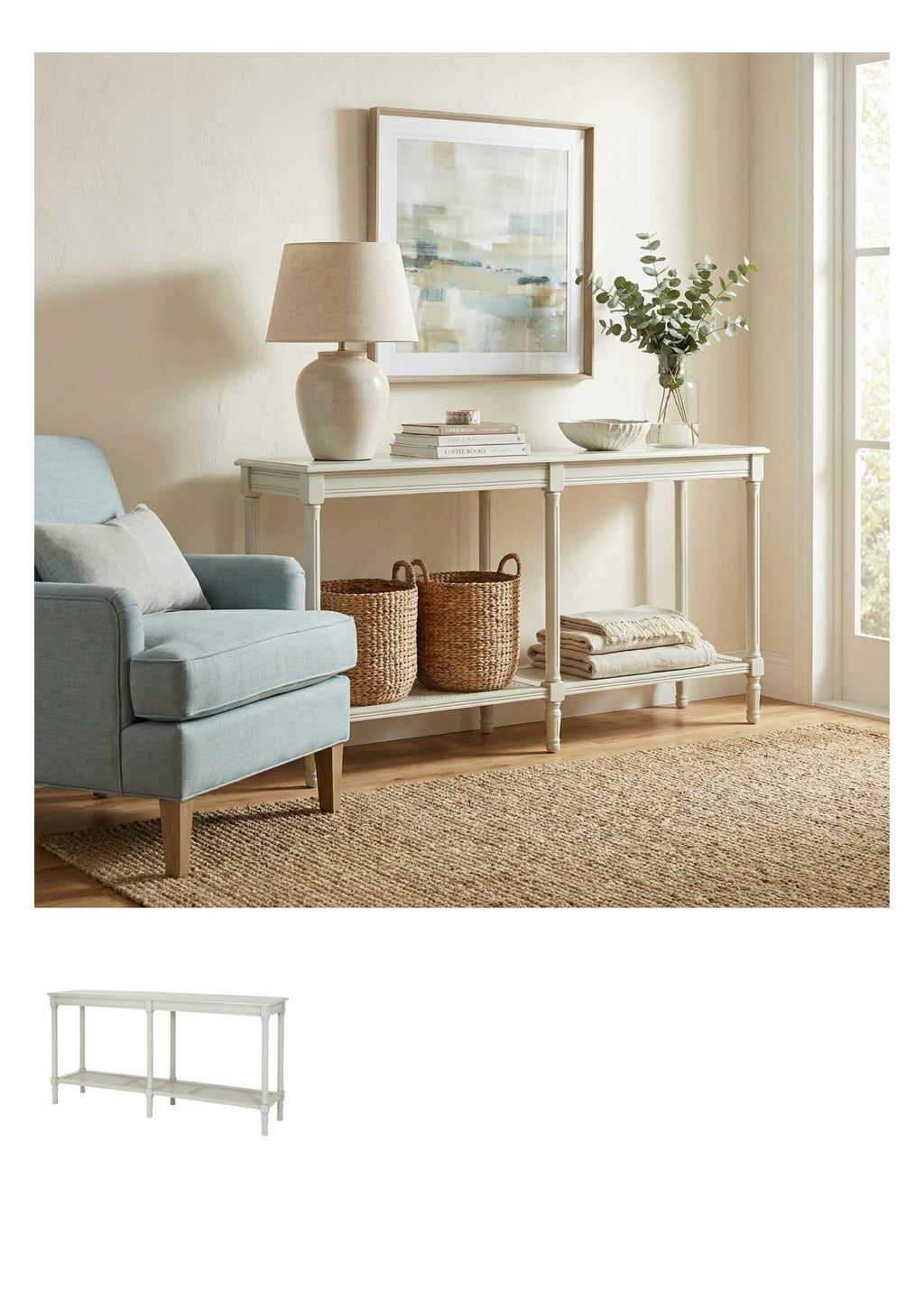 Belmont Rattan Console styled in living room