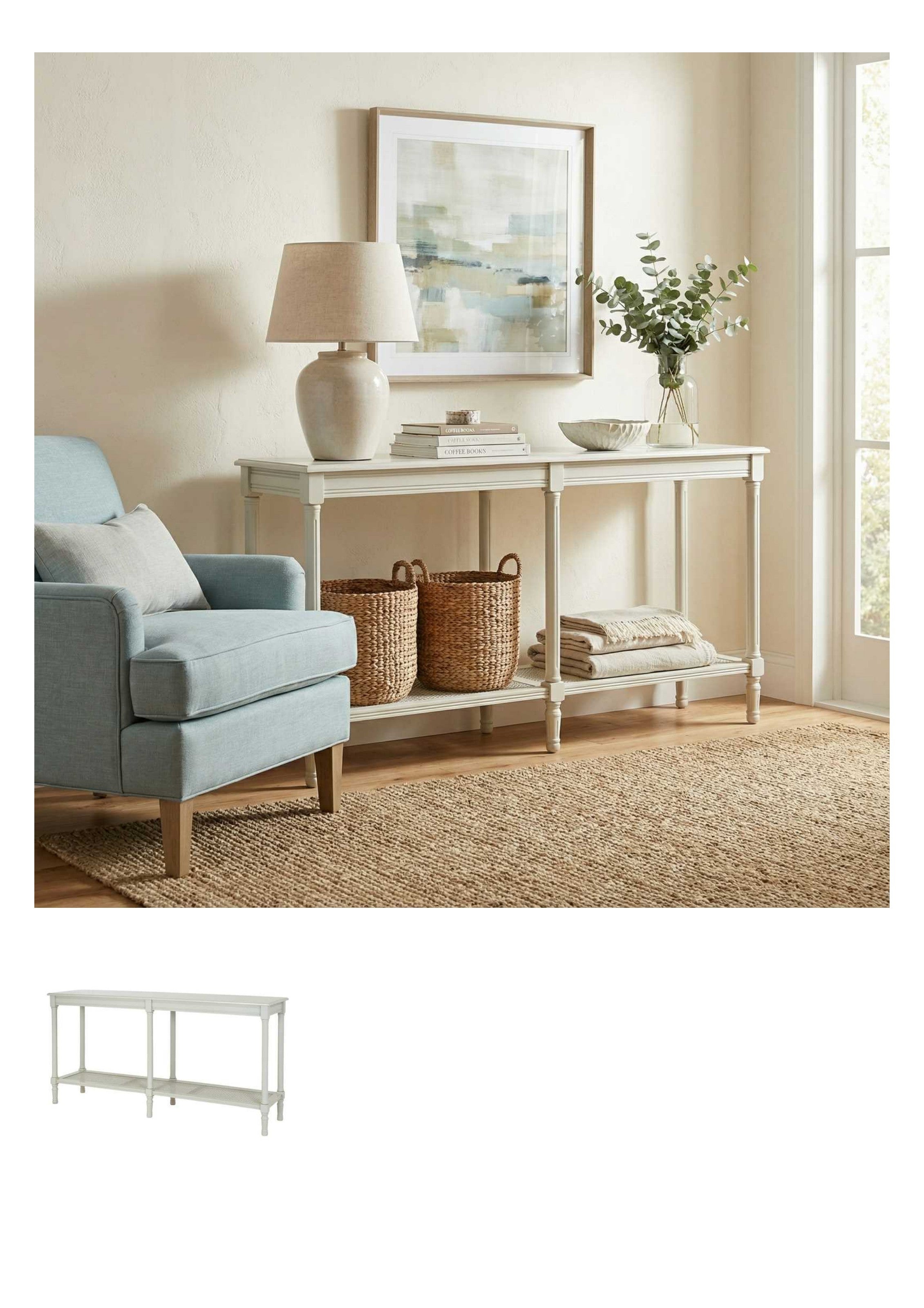 Belmont Rattan Console styled in living room