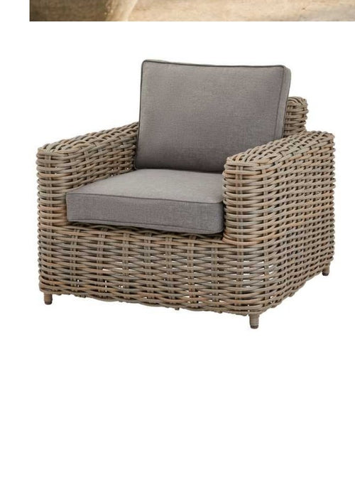 Amalfi wicker armchair with grey cushion