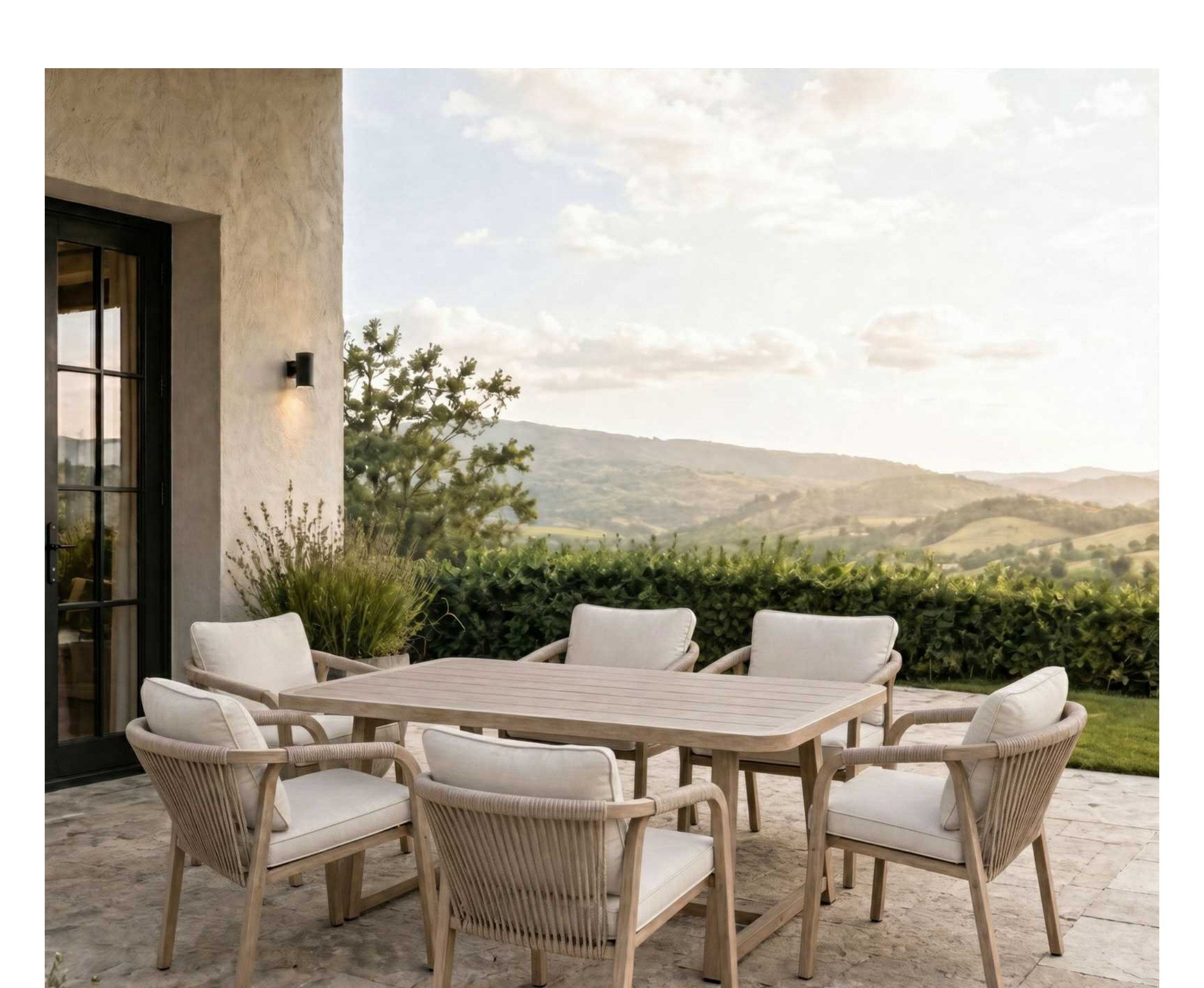 Harlow dining set on a stone patio