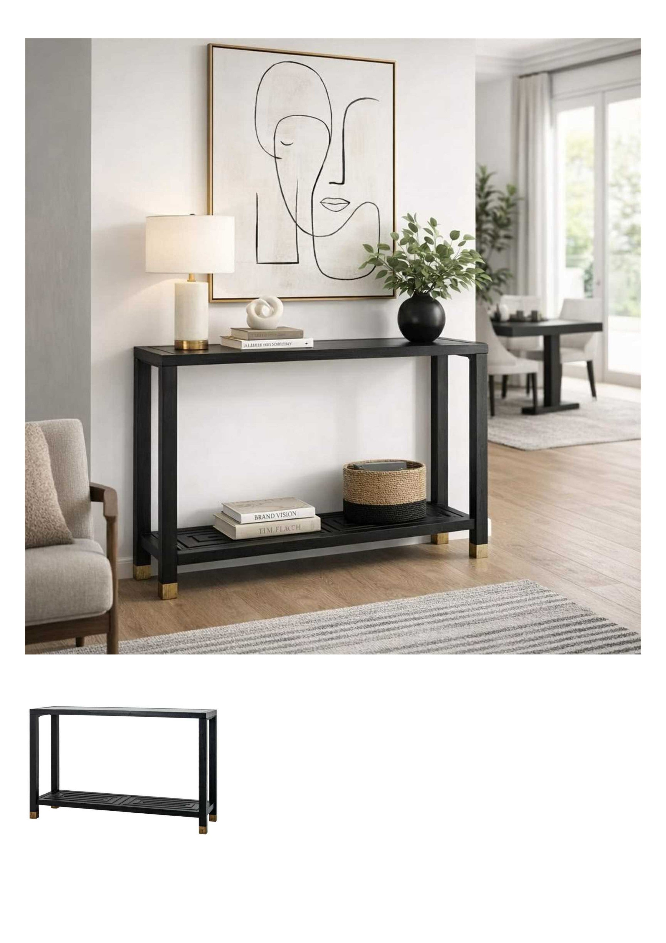 Lennox Black Console Table styled