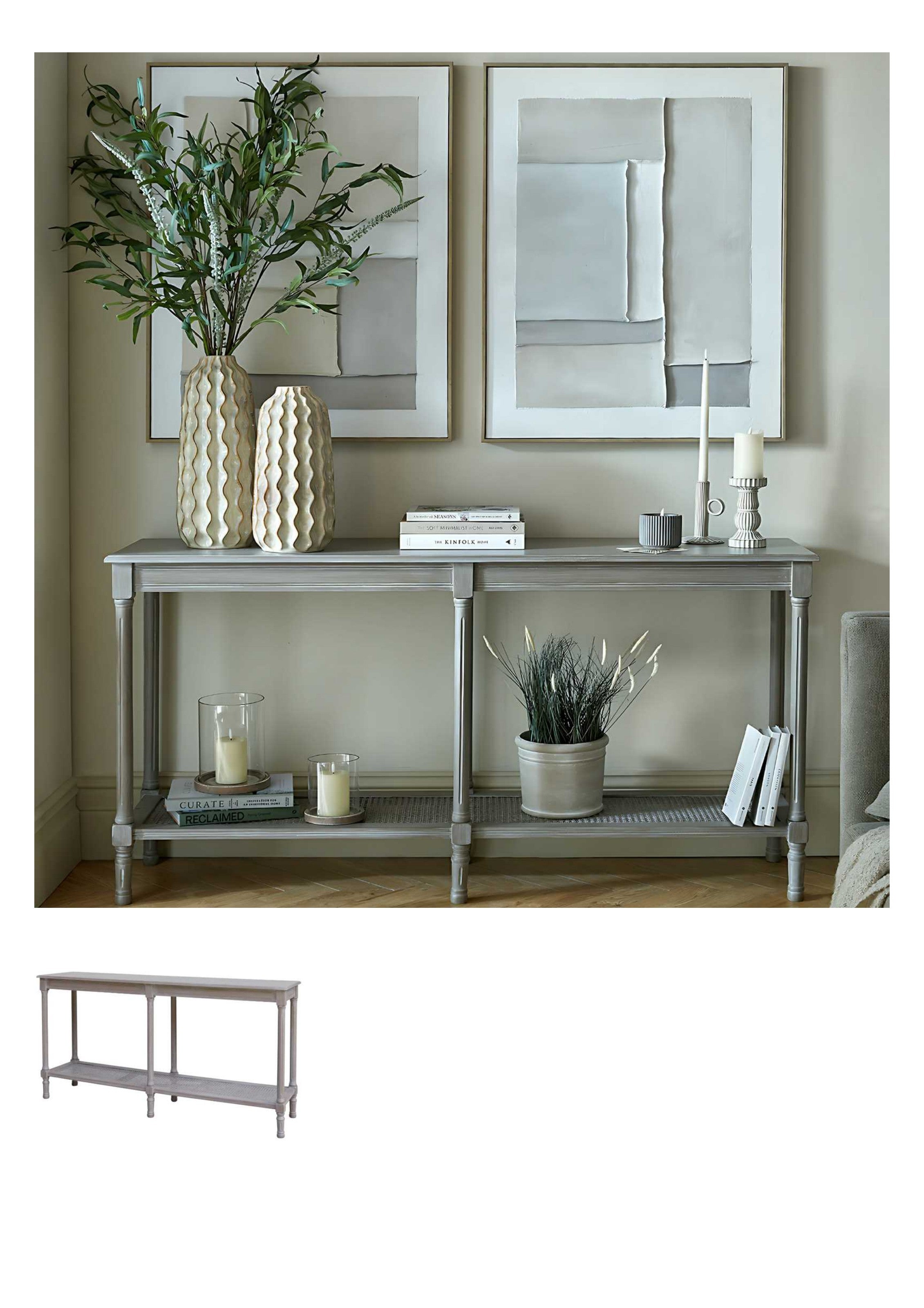 Serene Rattan Console Table styled