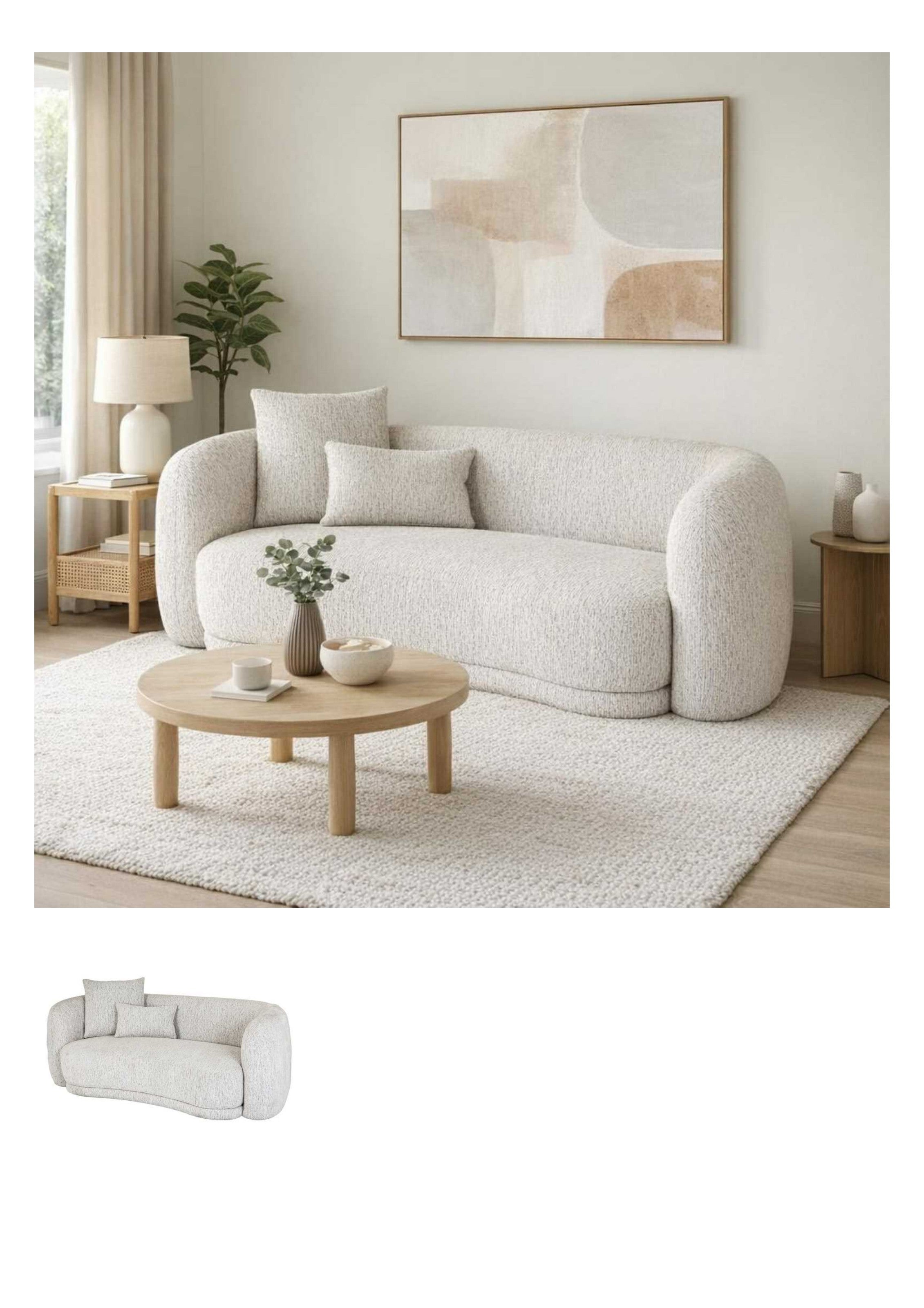 Sorelle Two Seater Sofa in a styled living room