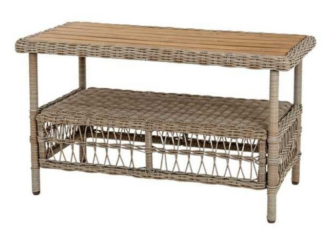 Provence wicker coffee table with slatted wood top