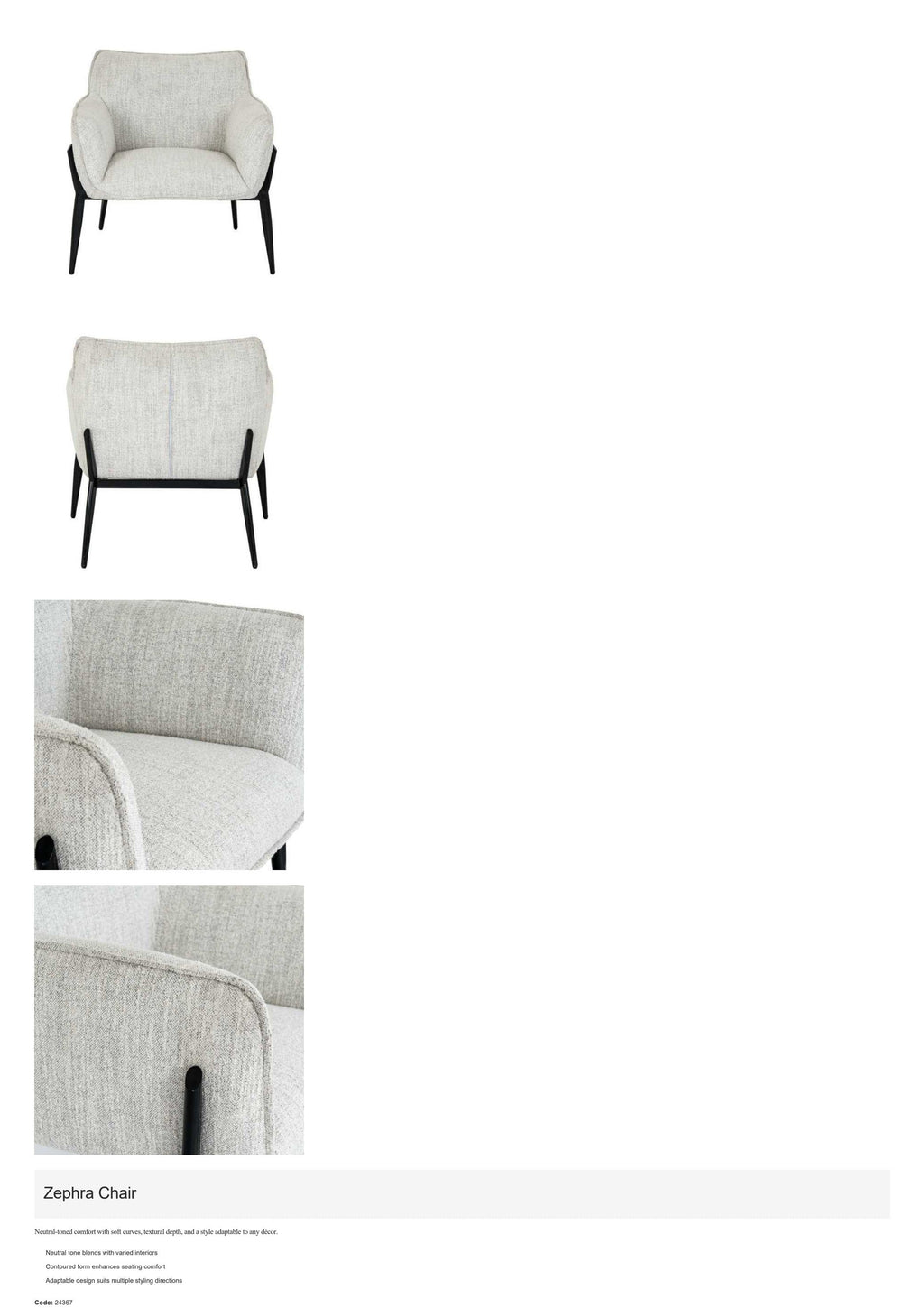 Zephra Chair — detail views